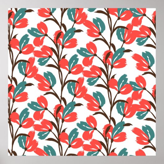 Floral seamless pattern. Cute floral background. P Poster (Voorkant)