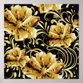 Floral seamless pattern. Flourish 3d wallpaper. Or Poster (Voorkant)