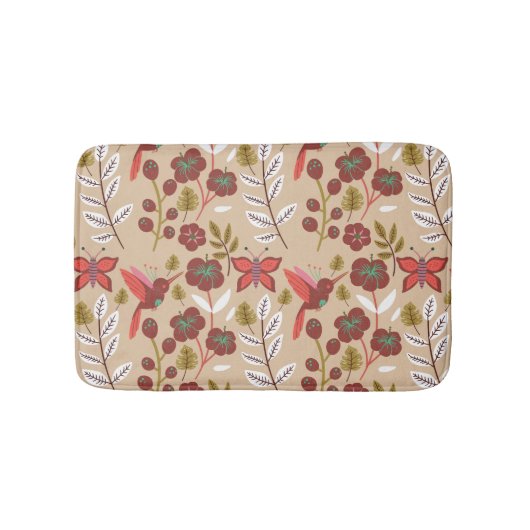 Floral seamless pattern flowers, birds, butterfly badmat (Voorkant)