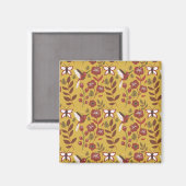 Floral seamless pattern flowers, butterfly, red magneet (Voorkant / Achterkant)