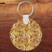 Floral seamless pattern flowers, butterfly, red sleutelhanger (Voorkant)