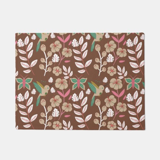 Floral seamless pattern flowers, leaves, butterfly deurmat (Voorkant)