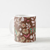 Floral seamless pattern flowers, leaves, butterfly koffiemok (Voorkant links)