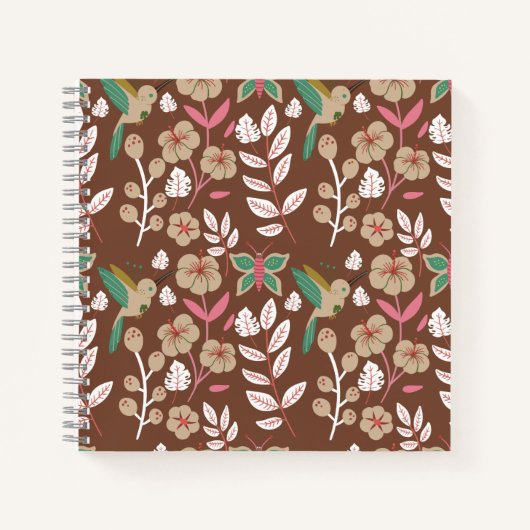 Floral seamless pattern flowers, leaves, butterfly notitieboek (Voorkant)