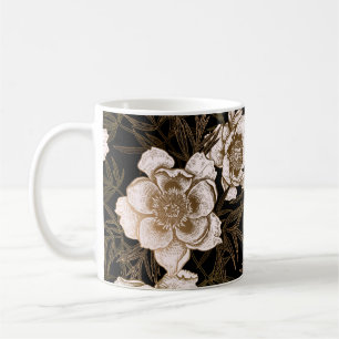 Floral seamless pattern. Garden flowers peonies an Koffiemok