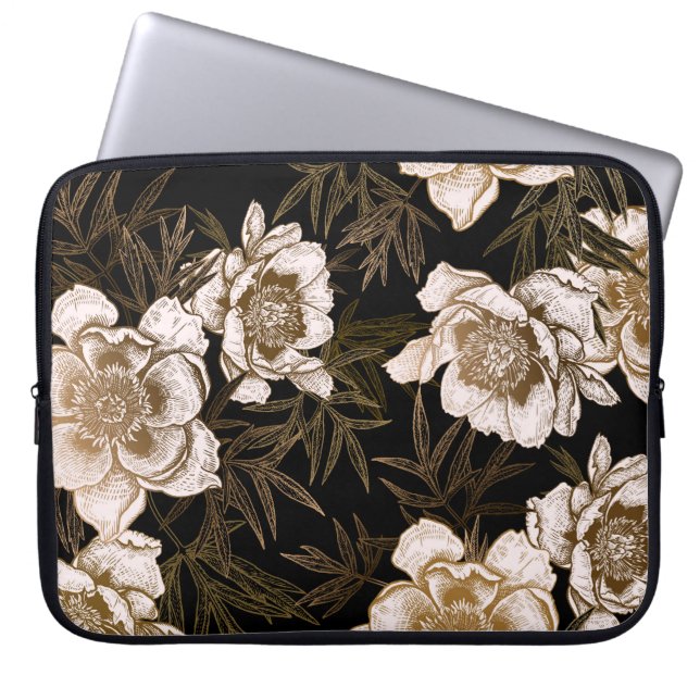 Floral seamless pattern. Garden flowers peonies an Laptop Sleeve (Voorkant)