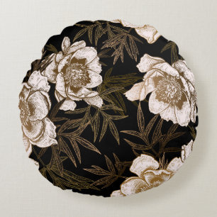 Floral seamless pattern. Garden flowers peonies an Rond Kussen