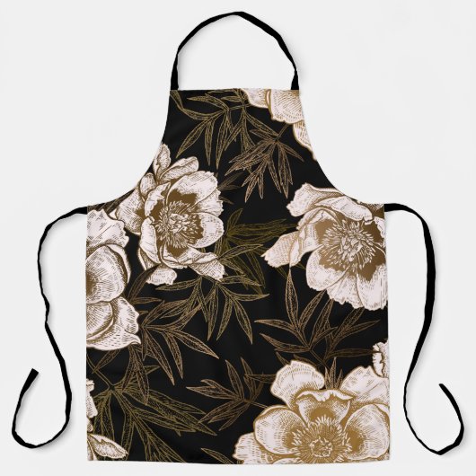 Floral seamless pattern. Garden flowers peonies an Schort (Voorkant)
