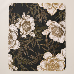 Floral seamless pattern. Garden flowers peonies an Sherpa Deken