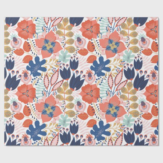 Floral seamless pattern on white. Abstract backgro Cadeaupapier (Vlak)