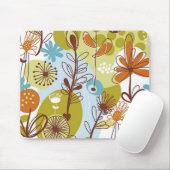 Floral Seamless Pattern retro goldens sinaasappels Muismat (Met muis)