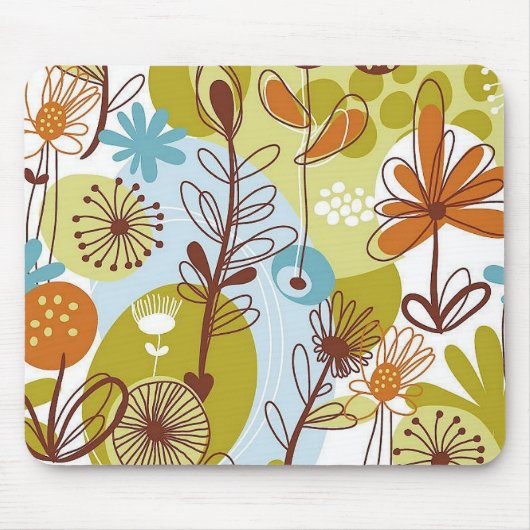 Floral Seamless Pattern retro goldens sinaasappels Muismat (Voorkant)