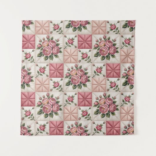  Floral Seamless Pattern, Roes Seamless Pattern Wandkleed (Voorkant)