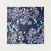 Floral seamless pattern. There are Lily, Hydrangea Wandkleed (Voorkant (horizontaal))