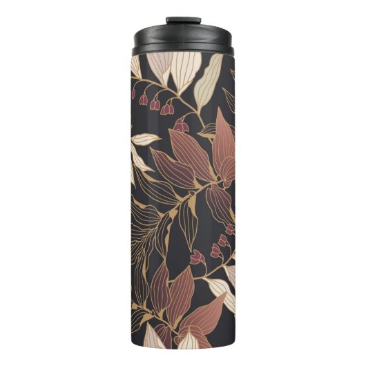 Floral seamless pattern with leaves on a dark back thermosbeker (Voorkant)