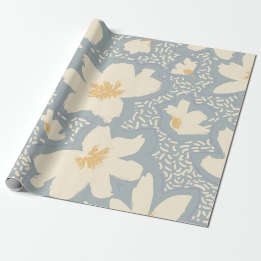 Floral seamless pattern with lines and abstract ha cadeaupapier (Uitgerold)