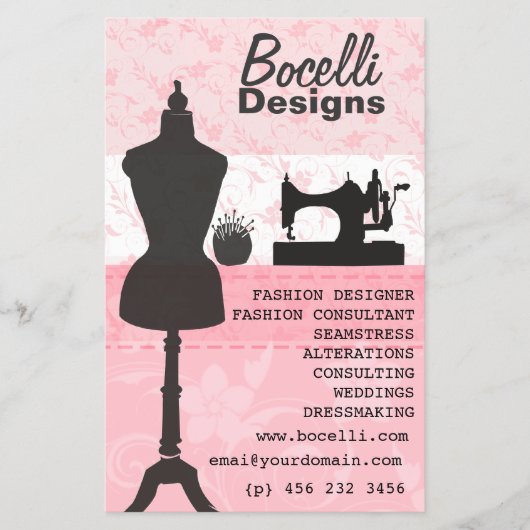 Floral Seamstress Mode Dress Form Mannequin Flyer (Voorkant)