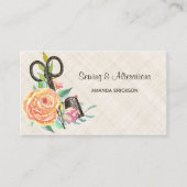  Floral Seamstress Schaar en vingerhoed Visitekaartje (Voorkant)