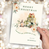 Floral Seasonal Christmas Greetings Car Kaart