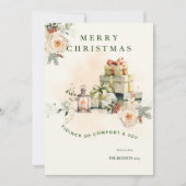 Floral Seasonal Christmas Greetings Car Kaart (Voorkant)