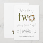 Floral Second Birthday Invitation Kaart (Voorkant / Achterkant)