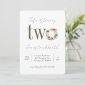 Floral Second Birthday Invitation Kaart (Staand voorkant)