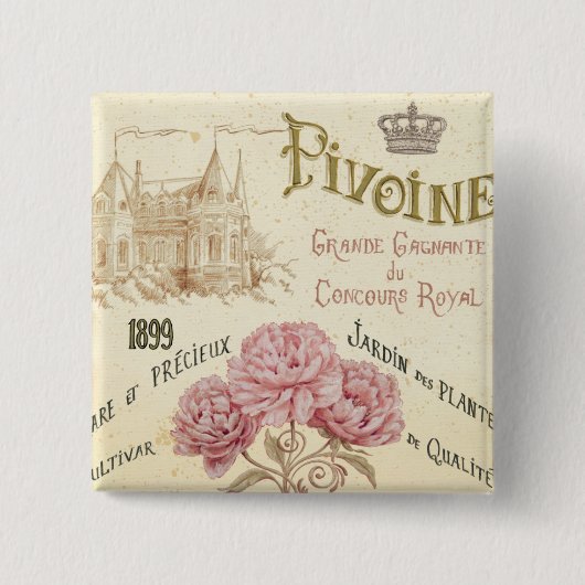 Floral Seed Packet Vierkante Button 5,1 Cm (Voorkant)