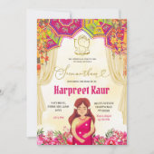 Floral Seemantham Godh Barai Indian Baby shower Kaart (Voorkant)