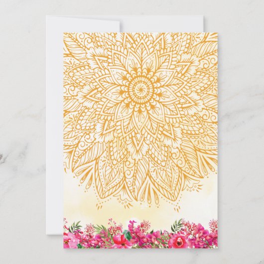 Floral Seemantham Godh Barai Indian Baby shower Kaart (Achterkant)