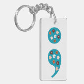 Floral Semicolon Blijf Dubbelzijdig Sleutelhanger (Voorkant Links)