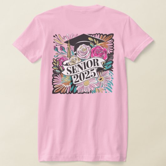 Floral Senior 2025 Aangepast T-shirt (Laag Achter)