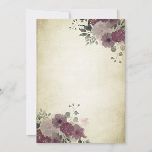 Floral sequeit roos gouden jurk Quinceañera Invit Kaart (Achterkant)