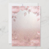 Floral sequeit roos gouden jurk Quinceañera Invit Kaart (Achterkant)