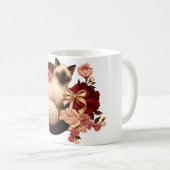 Floral Serenity: Curled Siamese Cat in Bloom Koffiemok (Voorkant rechts)