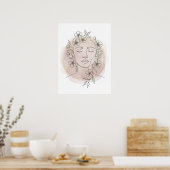 Floral Serenity Face – Minimalist Line Art Poster (Keuken)