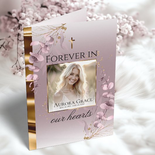 Floral Serenity Funeral Program Kaart