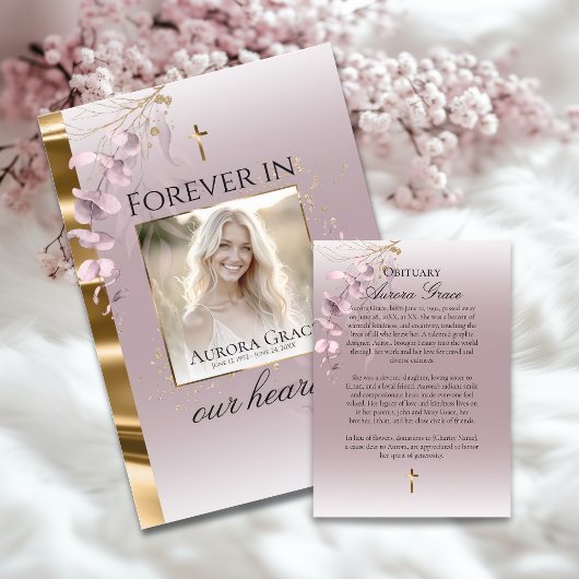 Floral Serenity Funeral Program Kaart