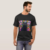 Floral Serenity: The Black Cat T-shirt (Voorkant volledig)
