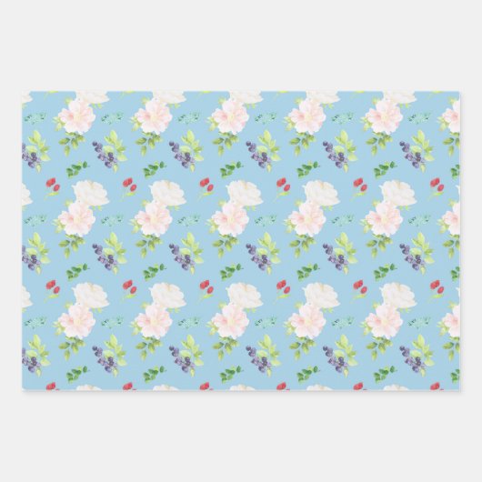 Floral set van 3 inpakpapier vel (Voorkant 2)