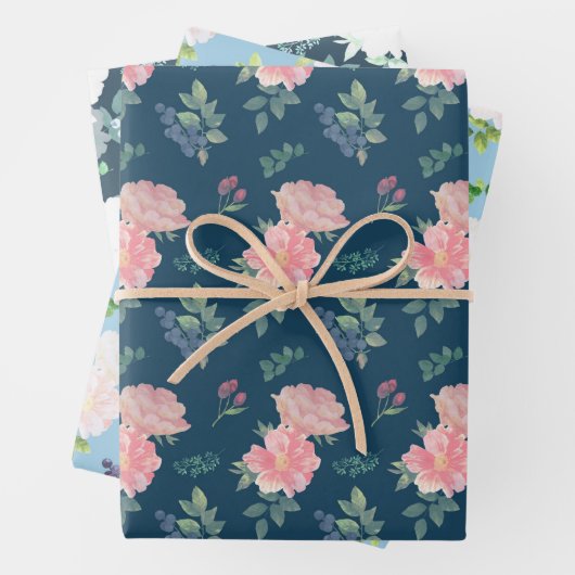 Floral set van 3 inpakpapier vel (In situ)