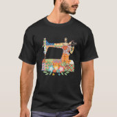 Floral Sewing Machine - Seamstress Quilting Dressm T-shirt (Voorkant)