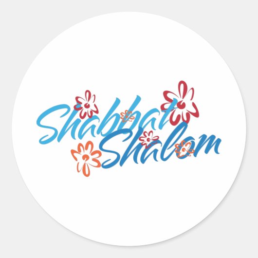 Floral Shabbat Shalom Ronde Sticker (Voorkant)
