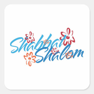 Floral Shabbat Shalom Vierkante Sticker