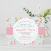 Floral Shabby Chic Baby shower Invitation Kaart (Staand voorkant)