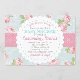 Floral Shabby Chic Baby shower Invitation Kaart