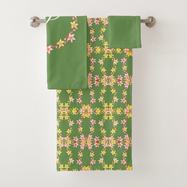 Floral Shabby Chic Bath Towel Set Bad Handdoek (Insitu)
