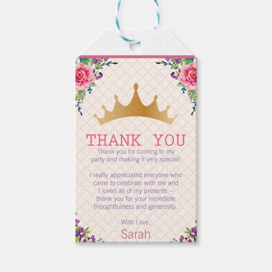 Floral Shabby Chic Birthday Dank je Cadeaulabel (Voorkant)