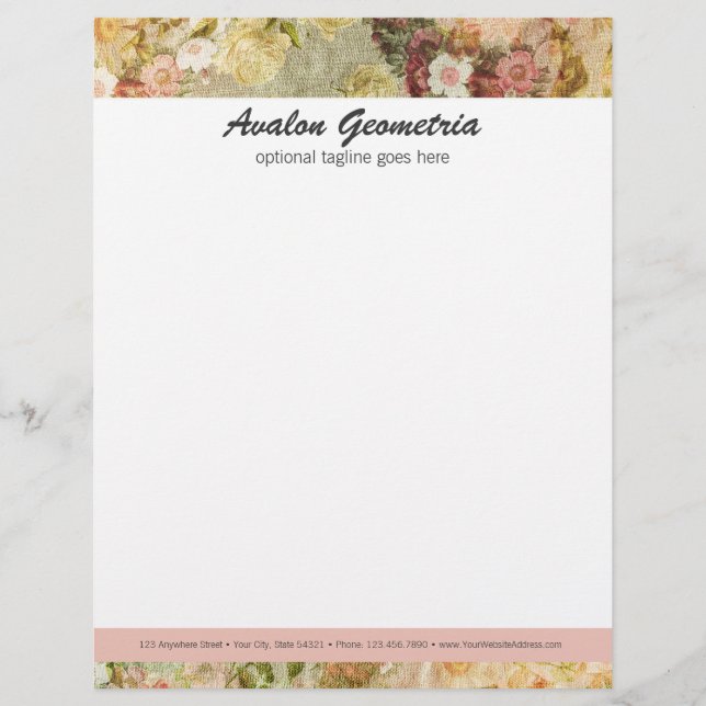  Floral Shabby Geometric Modern Boutique Gepersonaliseerd Briefhoofd (Voorkant)