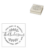 Floral Shaded Branch Wreath Couple Address Rubberstempel (Gestempeld)