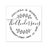 Floral Shaded Branch Wreath Couple Address Zelfinktende Stempel (Design)